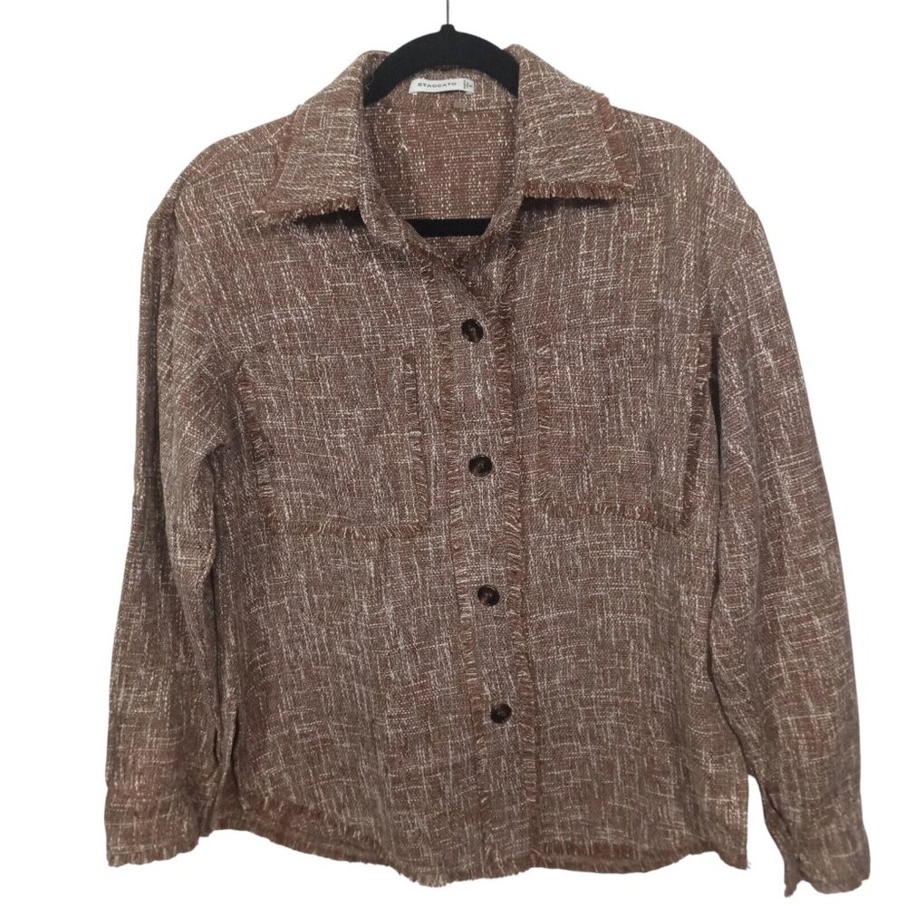 Staccato Jacket Womens Small Lightweight Blazer Fringes Casual Spring